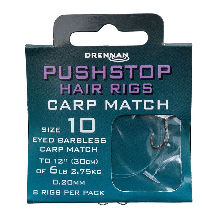 Drennan Pushstop H'Rig Carp Match лидер със стопер кука без бодли + линия 8 бр. прозрачен HNQCMA014 2