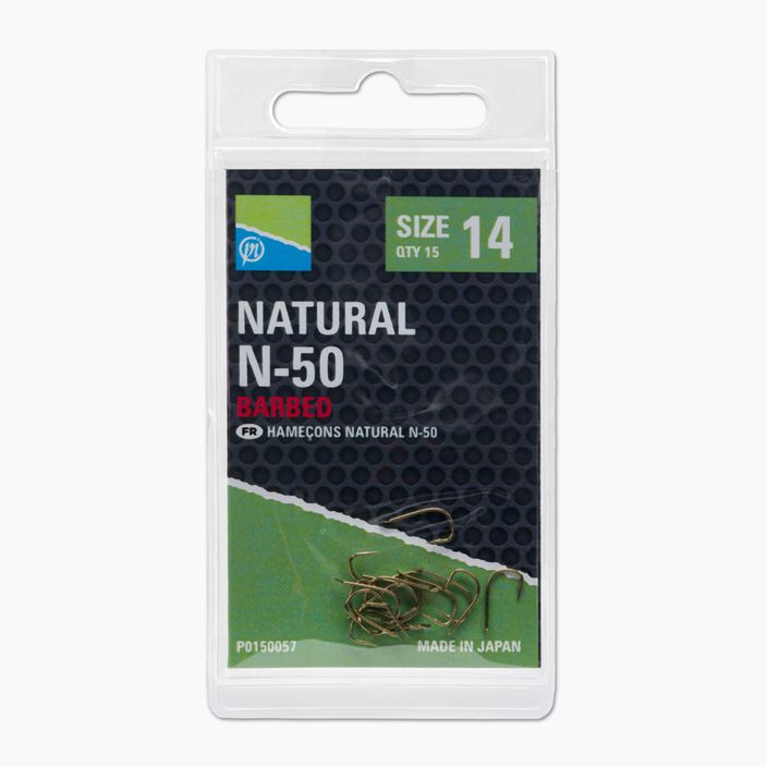 Preston Natural N-50 риболовни куки 15 бр. златни P0150057 3
