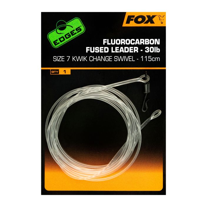 Fox Fluorocarbon Fused Leader 30 lb - Kwik Change Swivel 115 cm transparentny CAC717 2
