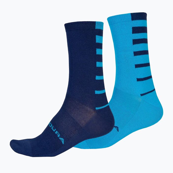 Мъжки чорапи за колоездене Endura Coolmax Stripe 2-pack electric blue/navy