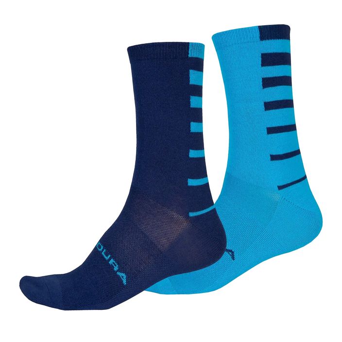 Мъжки чорапи за колоездене Endura Coolmax Stripe 2-pack electric blue/navy 2