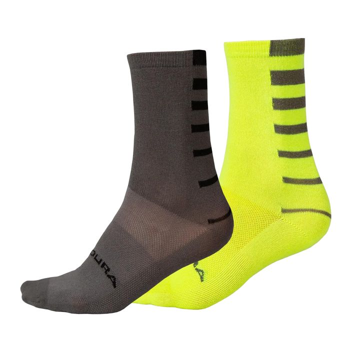 Мъжки чорапи за колоездене Endura Coolmax Stripe 2-pack hi-viz yellow/grey 2