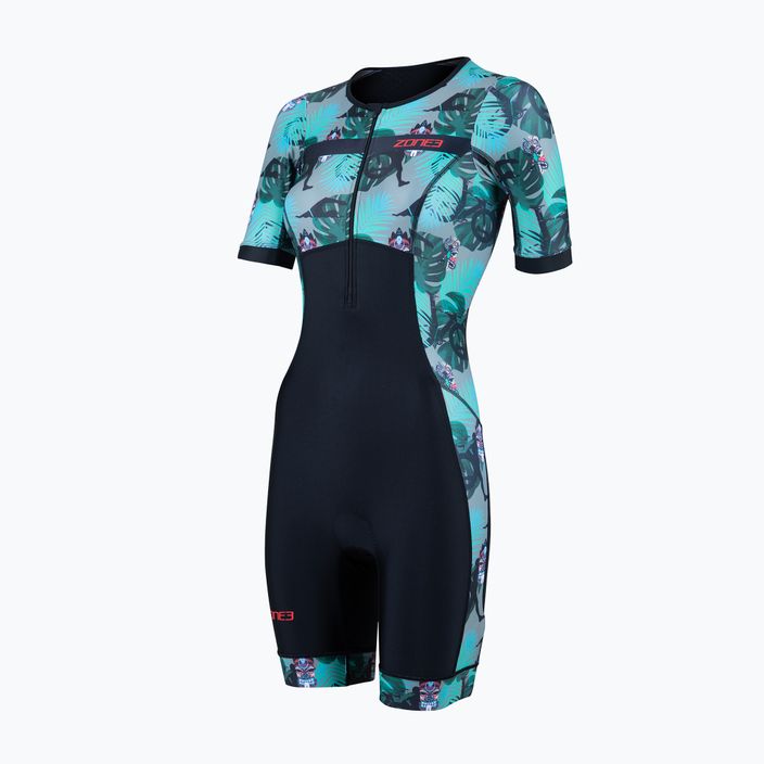 Дамски костюм за триатлон ZONE3 Activate+ Short Sleeve Trisuit tribal rush/black/khaki