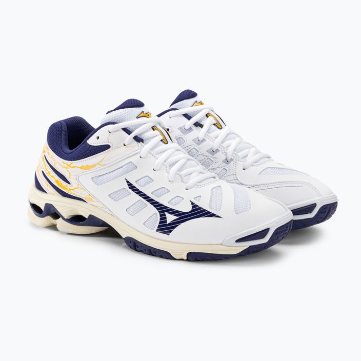 Мъжки обувки за волейбол Mizuno Wave Voltage white / blue ribbon / mp gold 5