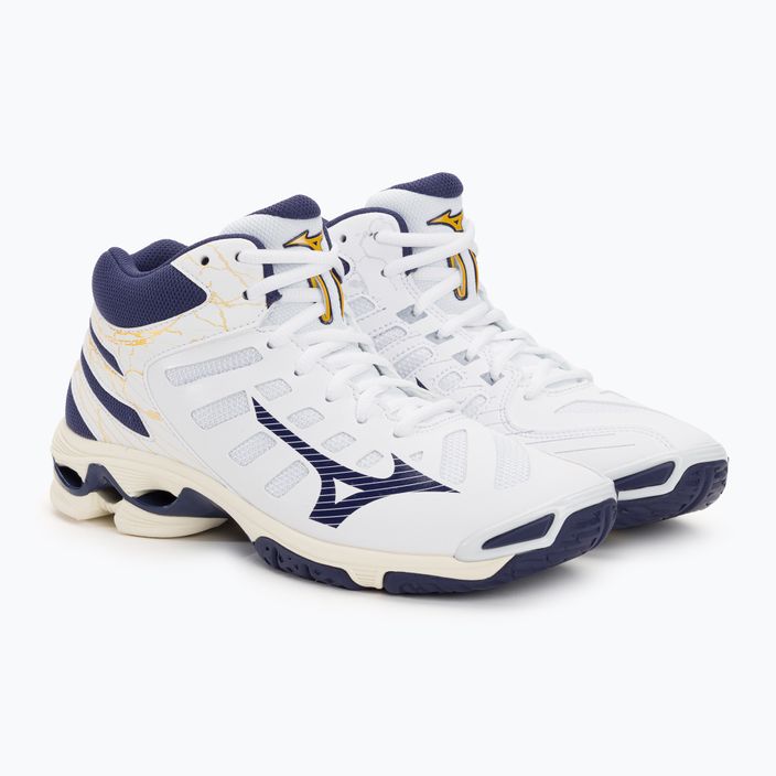Мъжки обувки за волейбол Mizuno Wave Voltage Mid white / blue ribbon / mp gold 5