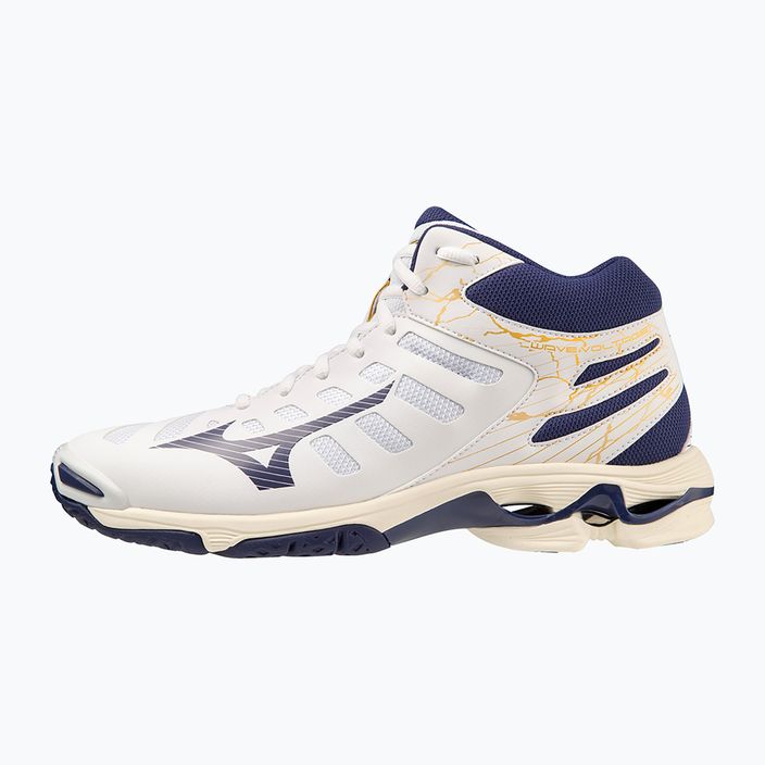 Мъжки обувки за волейбол Mizuno Wave Voltage Mid white / blue ribbon / mp gold 3