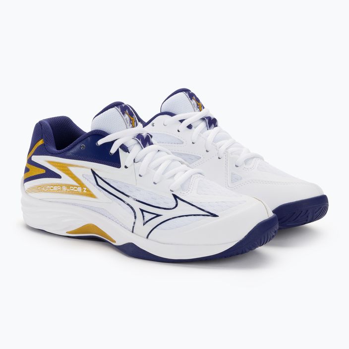 Мъжки обувки за волейбол Mizuno Thunder Blade Z white / blue ribbon / mp gold 5