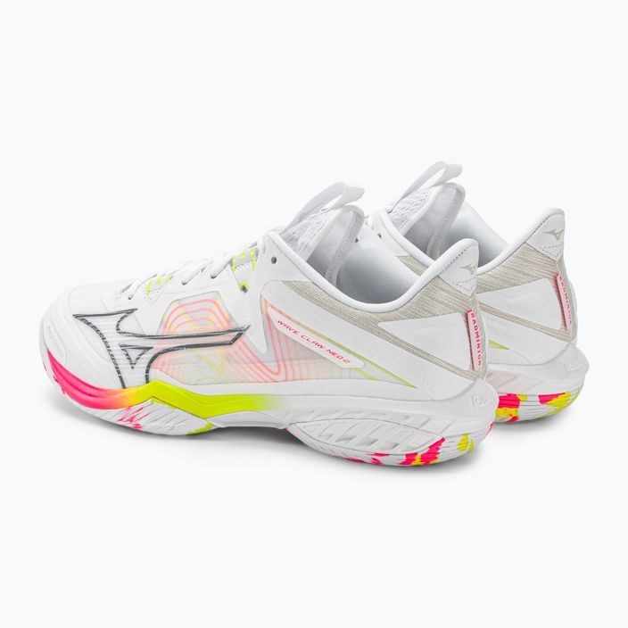 Мъжки обувки за бадминтон Mizuno Wave Claw Neo 2 white / lunar rock / high vis pink 4
