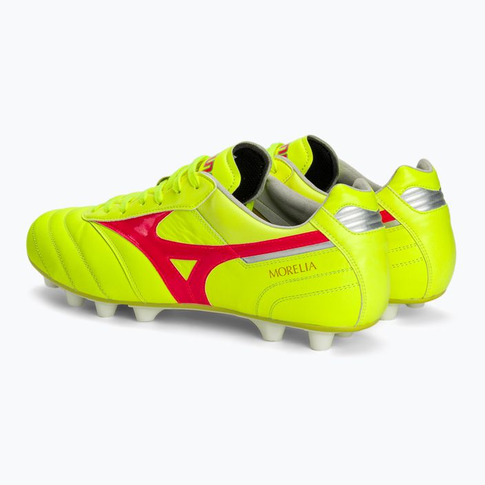 Мъжки футболни обувки Mizuno Morelia II Elite MD safety yellow/fiery coral 2/galaxy silver 3