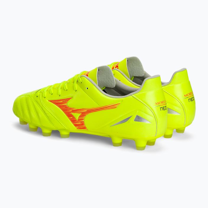 Мъжки футболни обувки Mizuno Morelia Neo IV Pro MD safety yellow/fiery coral 2/galaxy silver 4