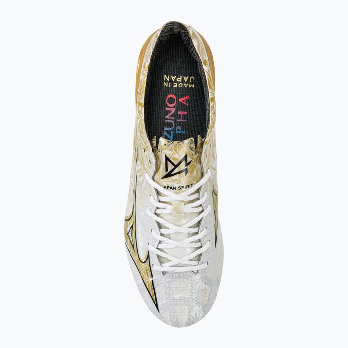 Мъжки футболни обувки Mizuno Αlpha Japan Md white/ge gold/black 5