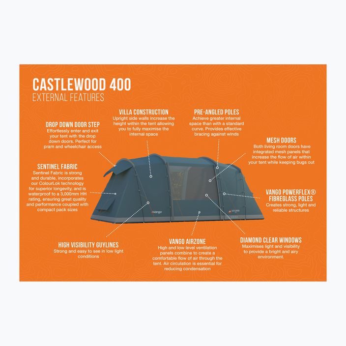 Пакет Vango Castlewood 400 минерално зелена палатка за къмпинг за 4 човека 2