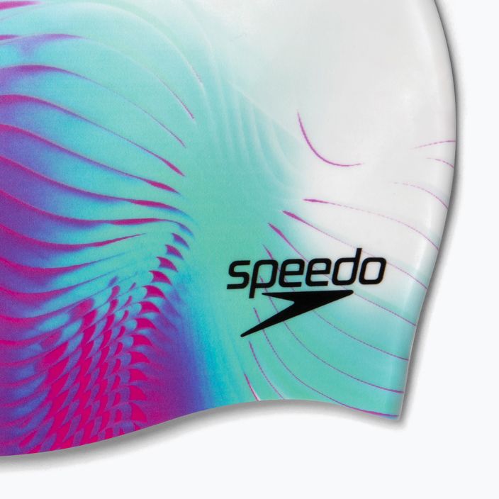 Speedo Цифрово отпечатана бяла и лилава шапка 8-1352414649 4