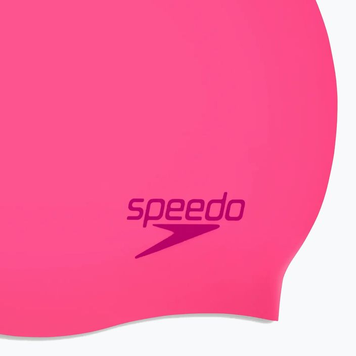 Шапка за плуване Speedo Plain Moulded Silicone Junior flare pink/wineberry 3