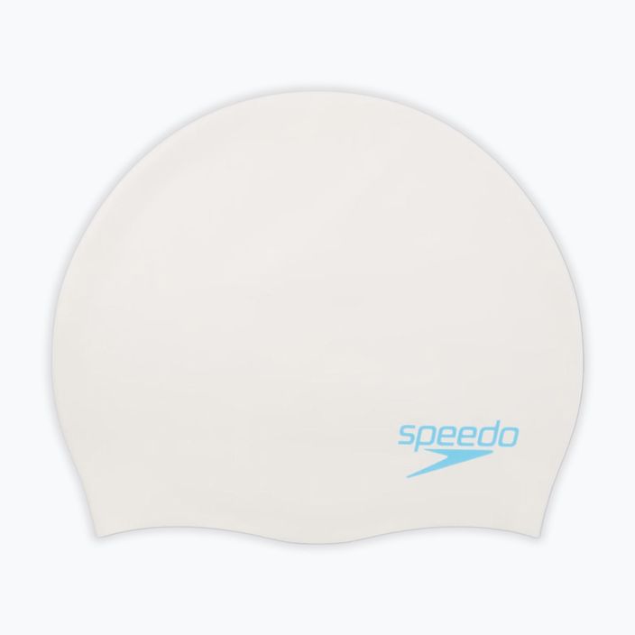 Speedo Детска плувна шапка Speedo Plain Moulded Silicone бяла/аква пръски