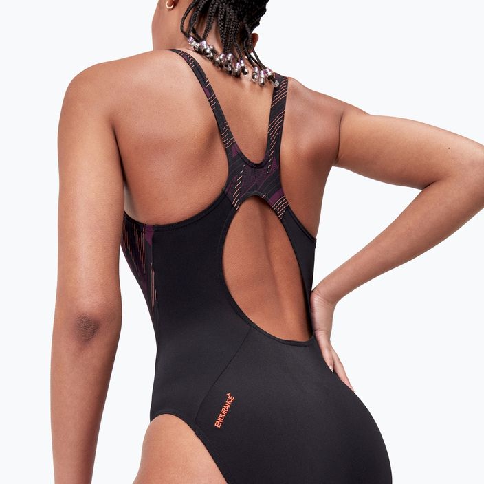 Speedo HyperBoom Splice Muscleback бански костюм от една част black/plum dandy/siren red 9