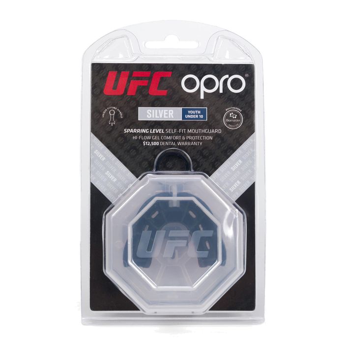 Opro UFC Сребърен протектор за челюст червен 2
