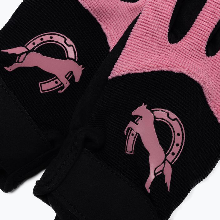 York Flicka детски ръкавици за езда в черно и розово 12160604 4