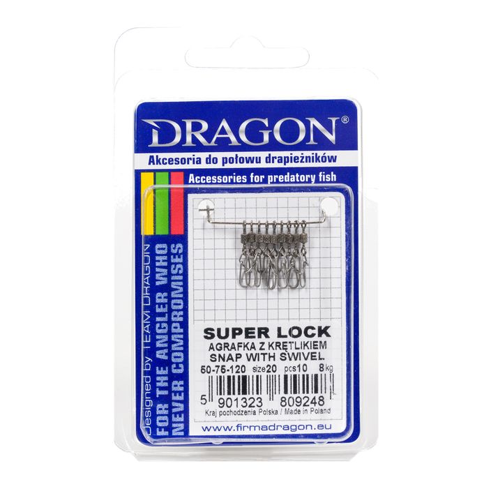 Dragon Super Lock въртящи се кукички 10 бр. сребърни PDF-50-75-120 2