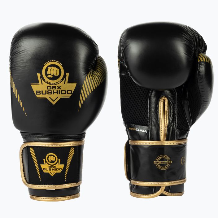 Боксови ръкавици Bushido от естествена кожа черни B-2v13-10oz 3