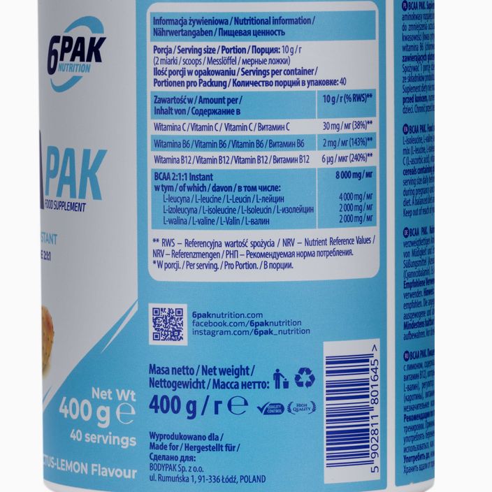 BCAA 6PAK PAK аминокиселини 400g кактус-цитрус PAK/013#KAKCY 3