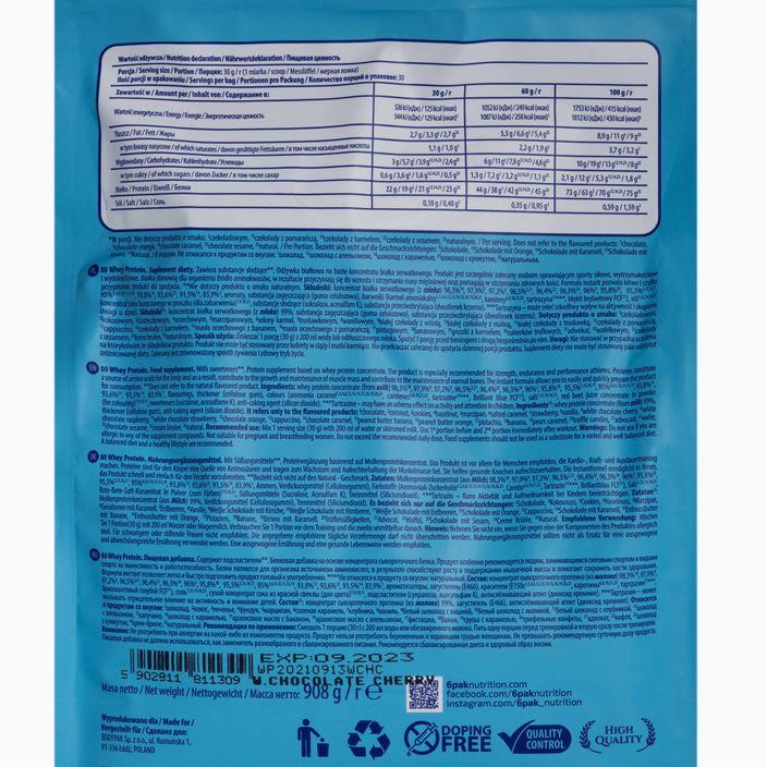 Суроватка 6PAK 80 Протеин 908g бял шоколад-череша PAK/162#BCZWI 2
