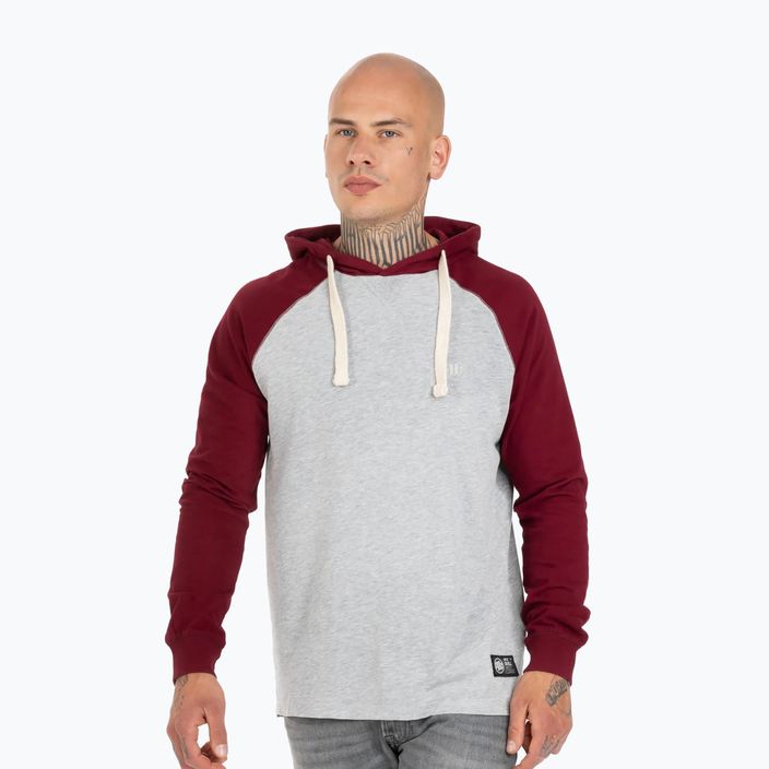 Мъжки суитшърт Pitbull West Coast Hooded Small Logo grey/burgundy