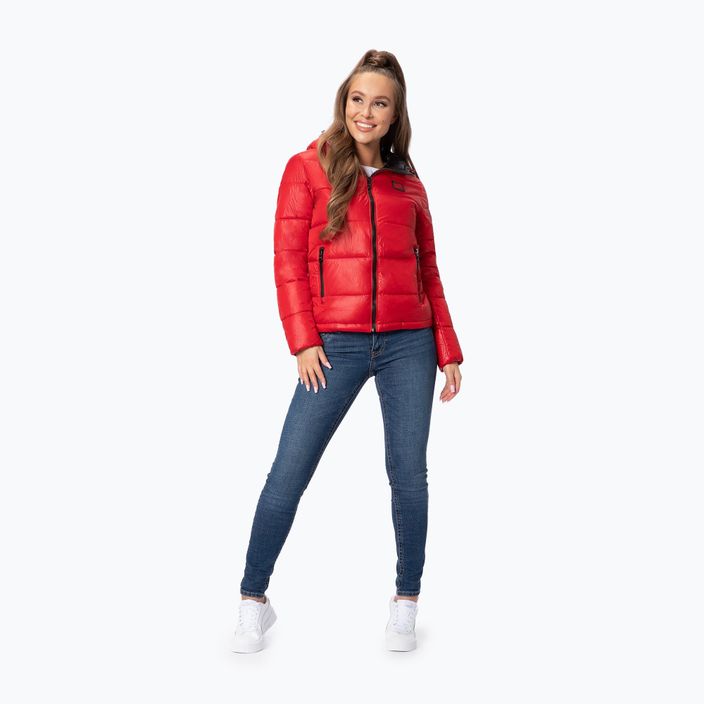 Дамско яке с пух Pitbull West Coast Shine Quilted Hooded red 2