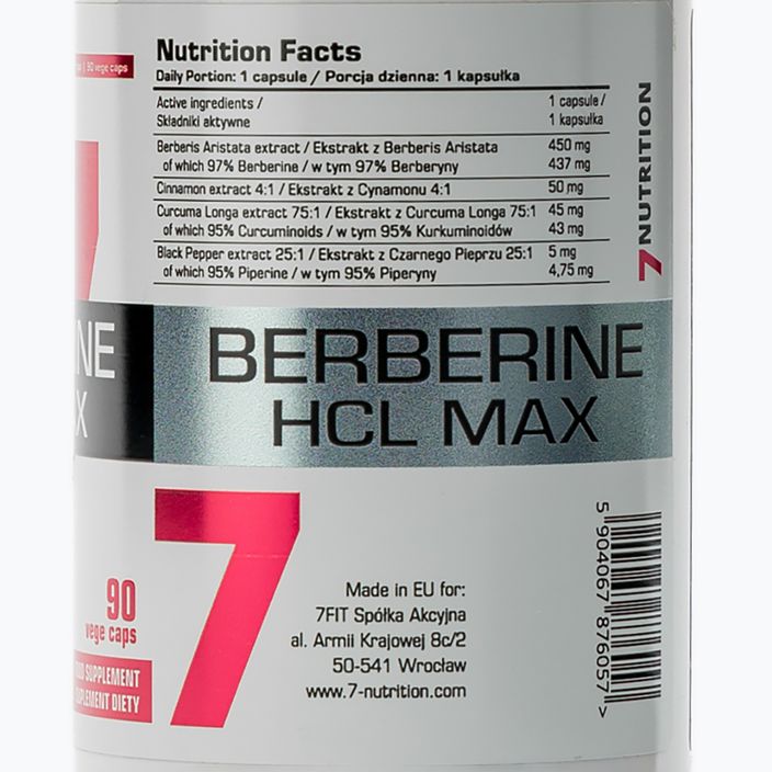 Berberine HCL MAX 7Nutrition за подпомагане на храносмилането 90 капсули 7Nu000461 3