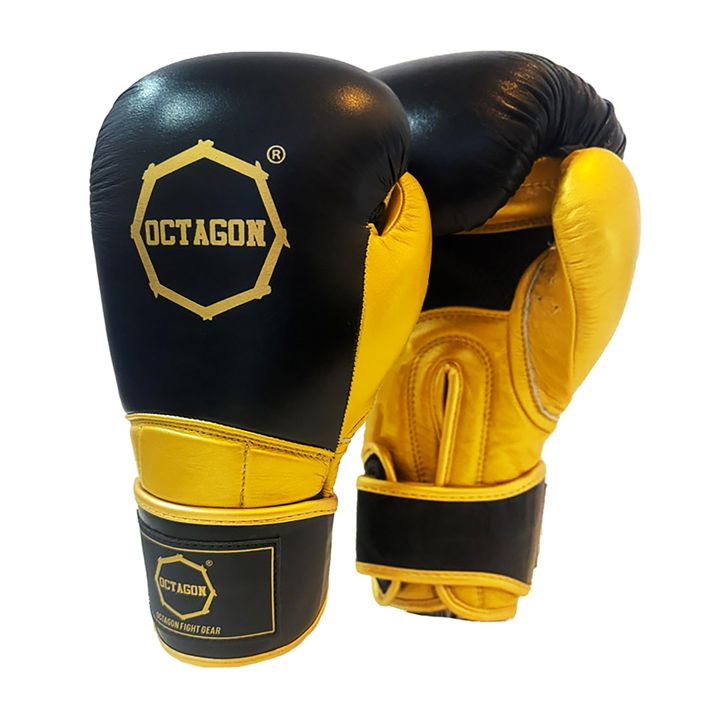 Боксови ръкавици Octagon Prince черни/златни 2