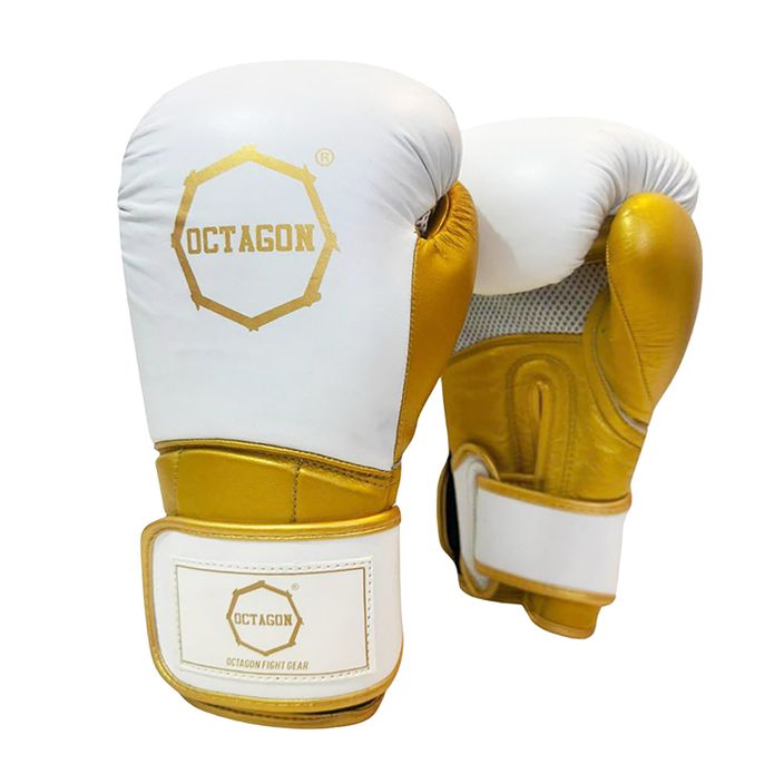 Боксови ръкавици Octagon Prince в бяло/златно 2