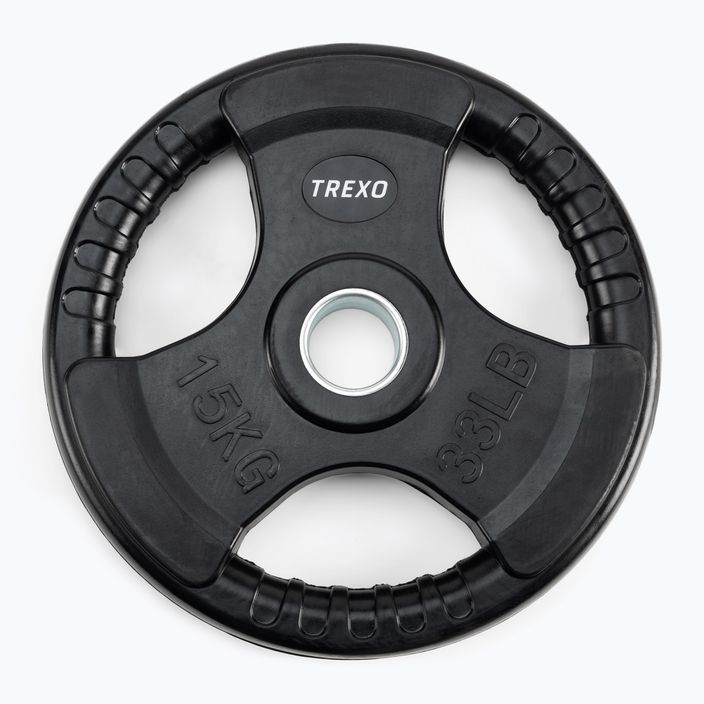 Гумирана чугунена тежест TREXO черен RW15 15 kg 2