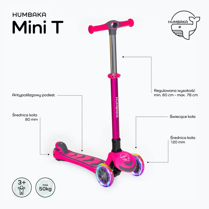 Детски триколесен скутер HUMBAKA Mini T розов HBK-S6T 2