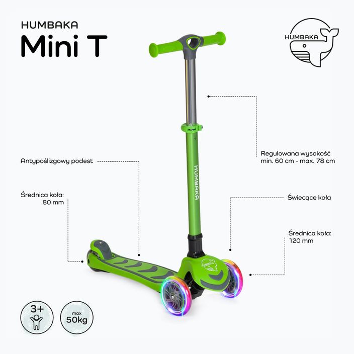 Детски триколесен скутер HUMBAKA Mini T зелен HBK-S6T 2