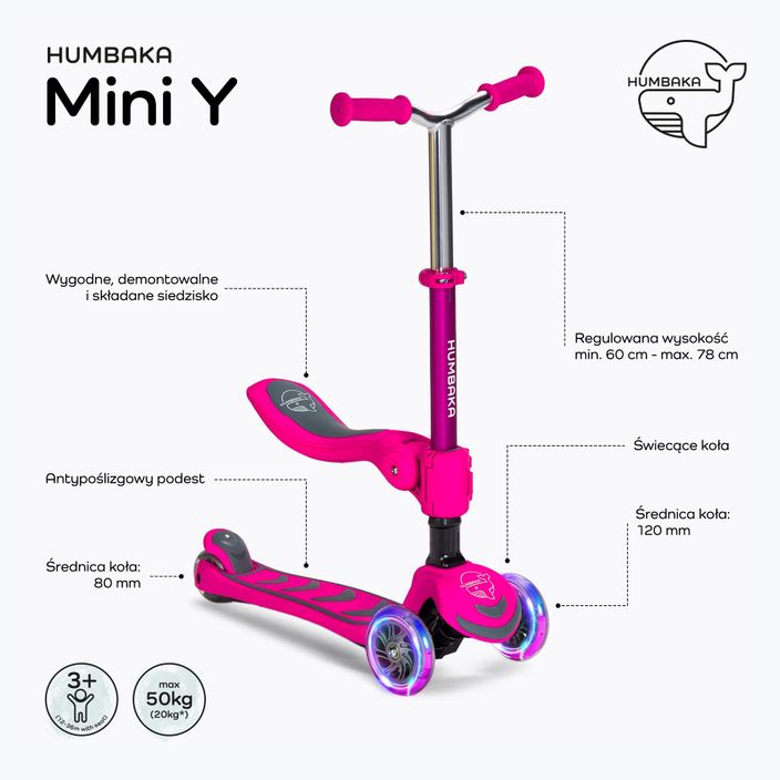 Детски триколесен скутер HUMBAKA Mini Y розов HBK-S6Y 2