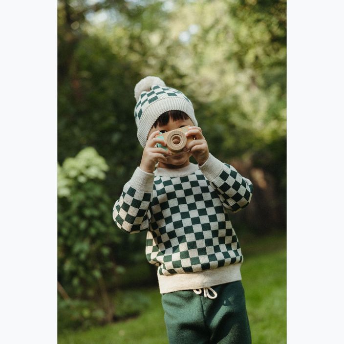 Детски пуловер KID STORY Мерино зелена шахматна дъска 6