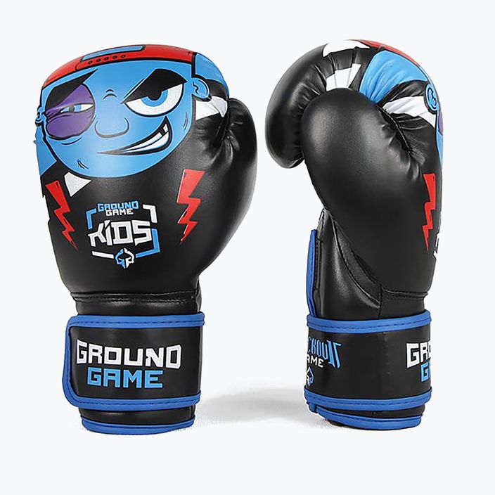 Детски боксови ръкавици Ground Game Prodigy в черно и синьо 7