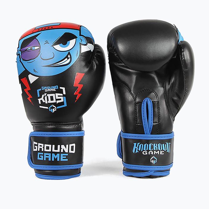 Детски боксови ръкавици Ground Game Prodigy в черно и синьо 8