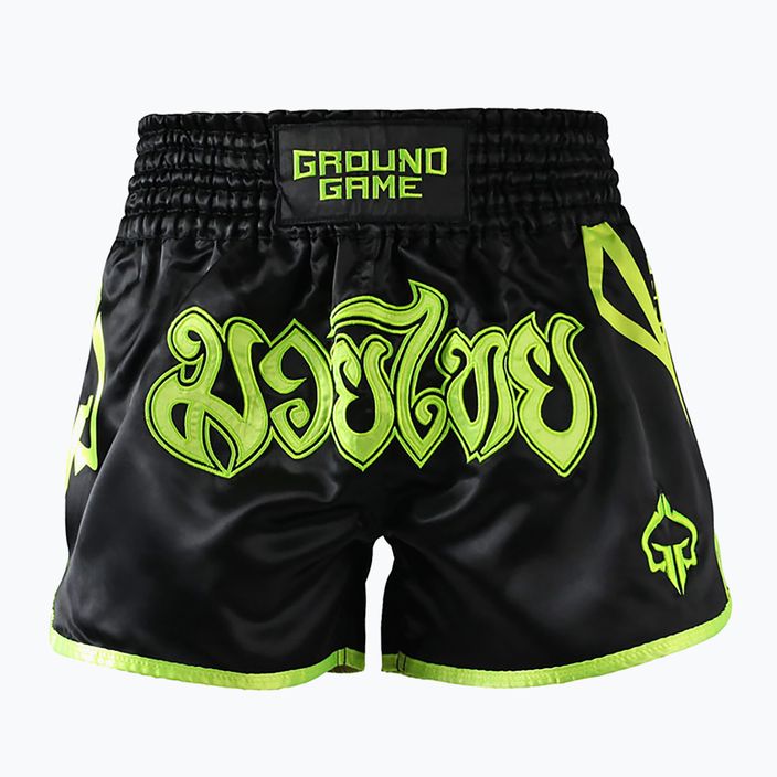 Мъжки шорти за тренировка Ground Game Muay Thai Neon black/green neon