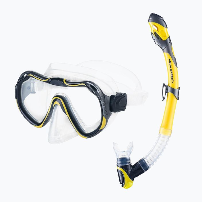 AQUA-SPEED Java + Elba маска + шнорхел комплект за гмуркане жълт 8206 8