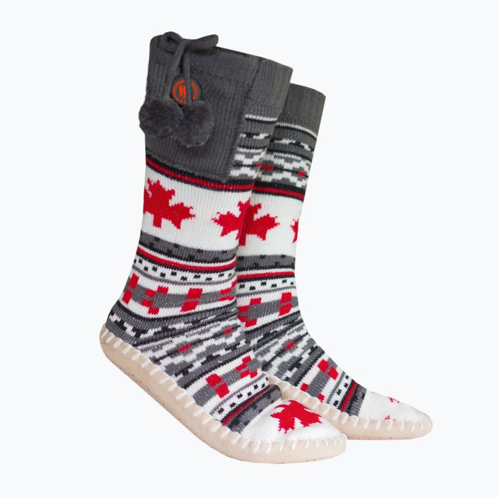 Glovii GQ4 бели/червени/сиви отопляеми чехли с чорапи 2