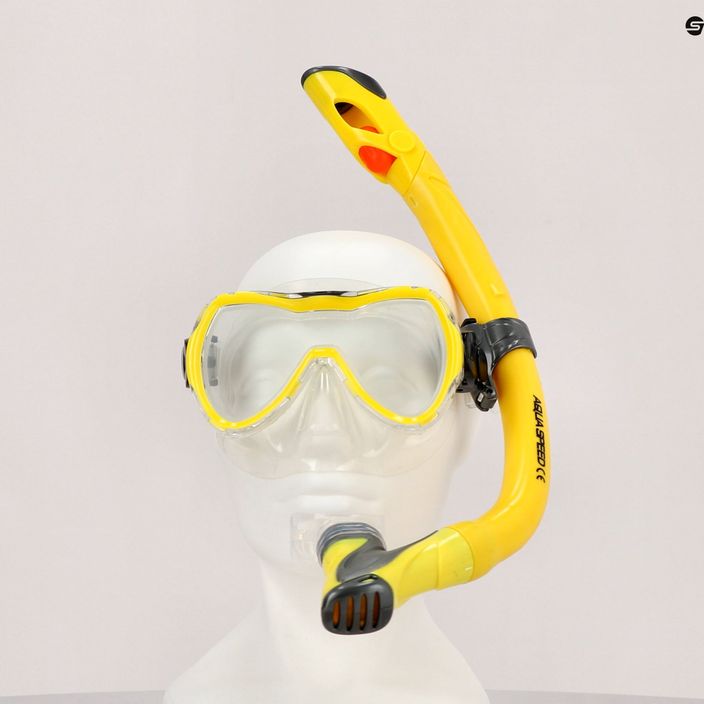 AQUA-SPEED детски комплект за гмуркане Enzo + Evo маска + шнорхел жълт 604 8