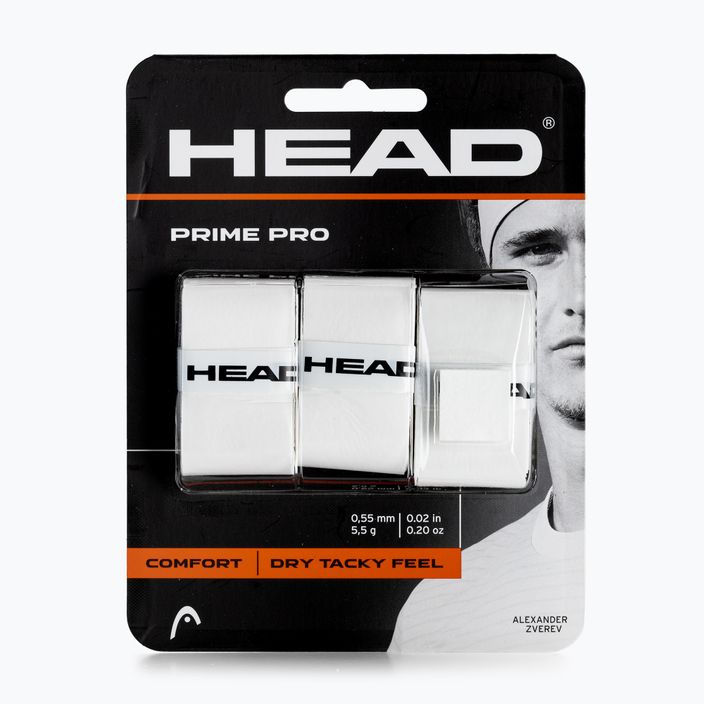 HEAD Prime Pro Обвивки за тенис ракети 3 бр. Опаковка бяла 285319 2