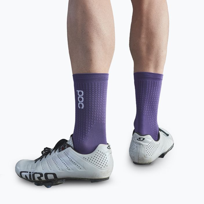 Чорапи за колоездене POC Flair Mid purple amethyst/hydrogen white 4