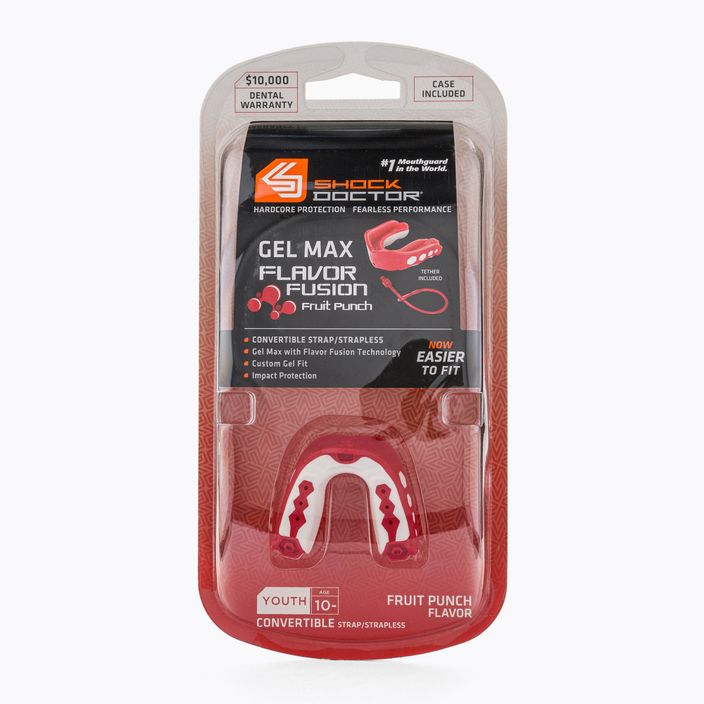 Детски протектор за челюст Shock Doctor Gel Max Flavor Fusion червен SHO99