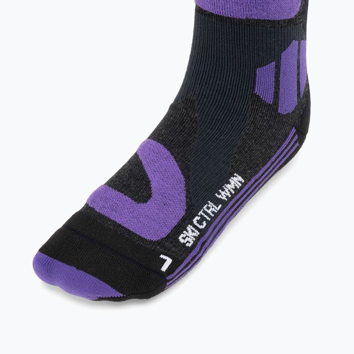 Ски чорапи X-Socks Ski Control 4.0 charcoal melange/purple 3
