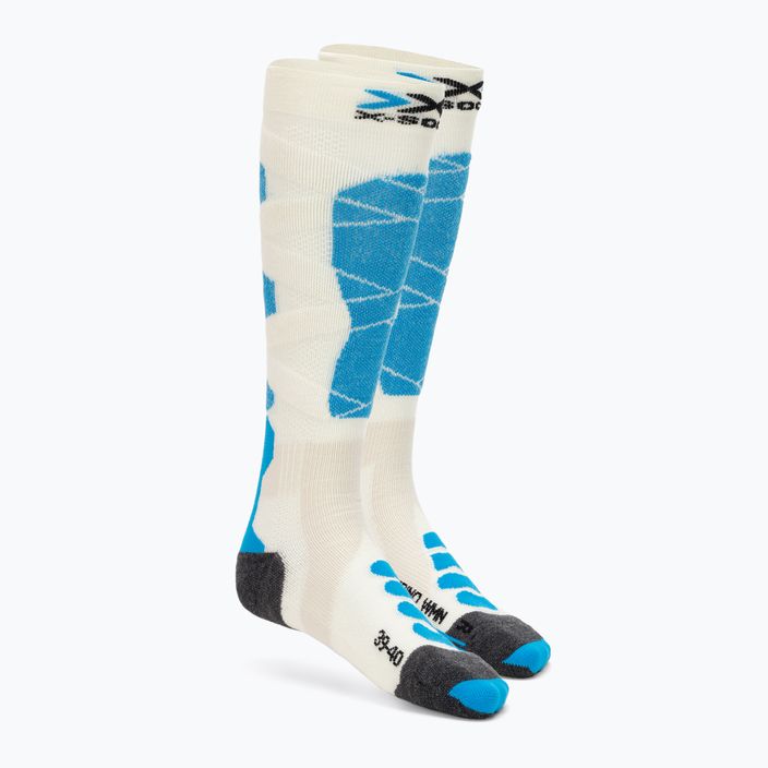 Дамски ски чорапи X-Socks Ski Silk Merino 4.0 white/black/turquoise