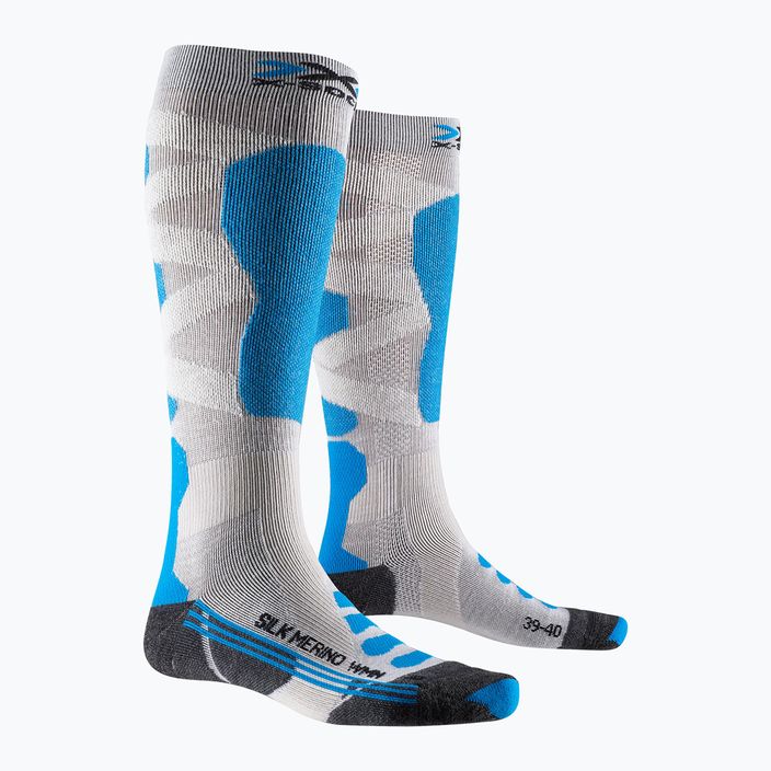 Дамски ски чорапи X-Socks Ski Silk Merino 4.0 white/black/turquoise 5