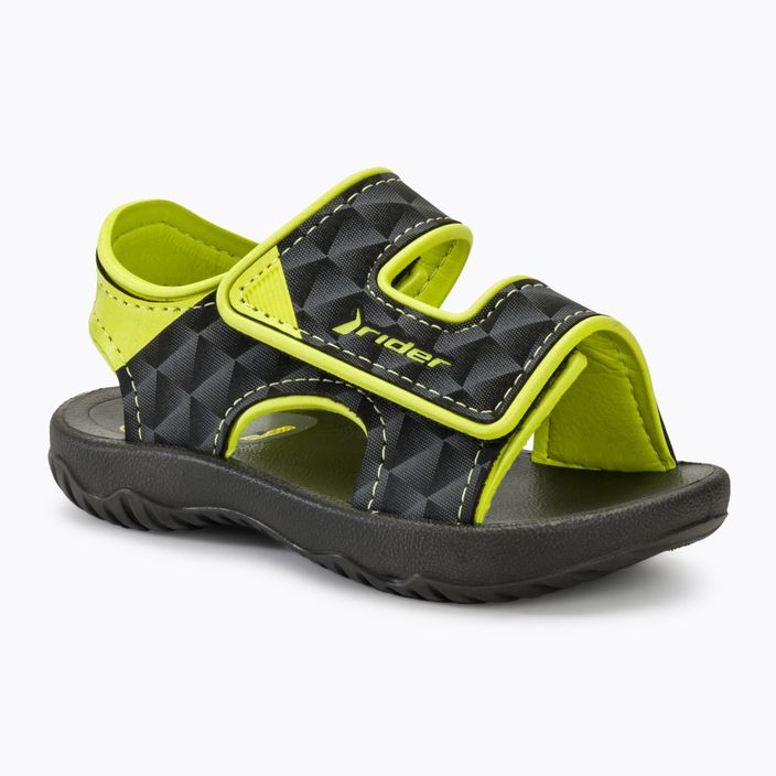 RIDER Basic Sandal V Baby черни/неоново жълти сандали