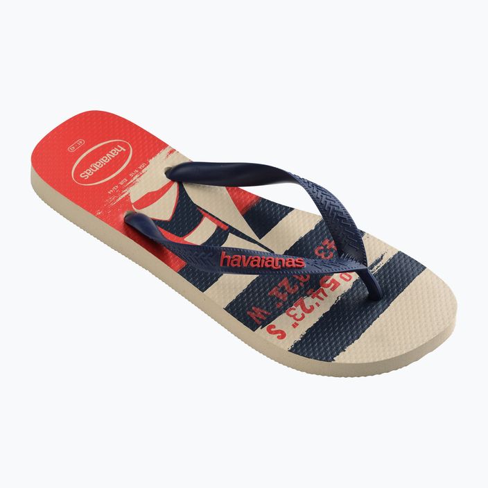 Havaianas Top Морски джапанки бежова слама / морско синьо / рубинено червено 8